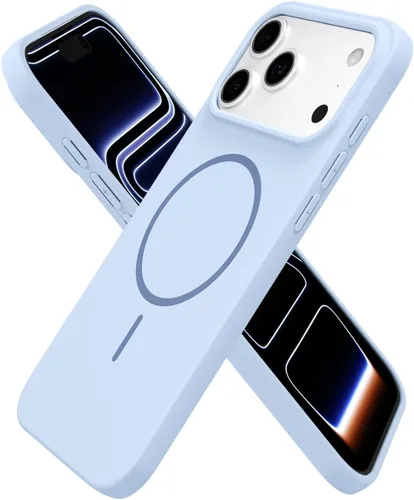 Miniatura 120 de oakxco Funda de silicona Mag Safe para iPhone 17 Pro Max, funda magnética delgada y fina compatible con carga inalámbrica MagSafe, bonita funda Negro