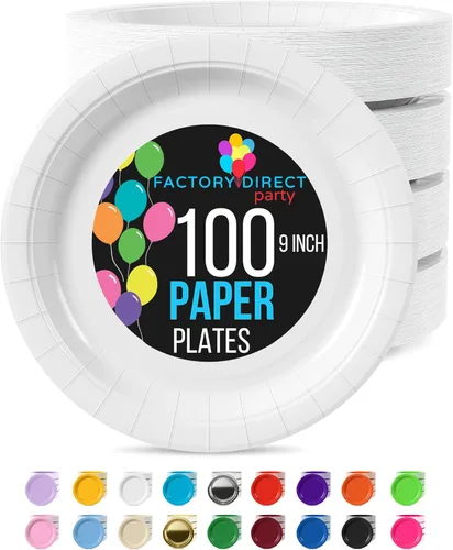 Miniatura 44 de Exquisite Party Solids - Platos desechables de papel amarillo de 7 pulgadas, para fiestas, 100 unidades, resistentes, 350 GSM, suministros