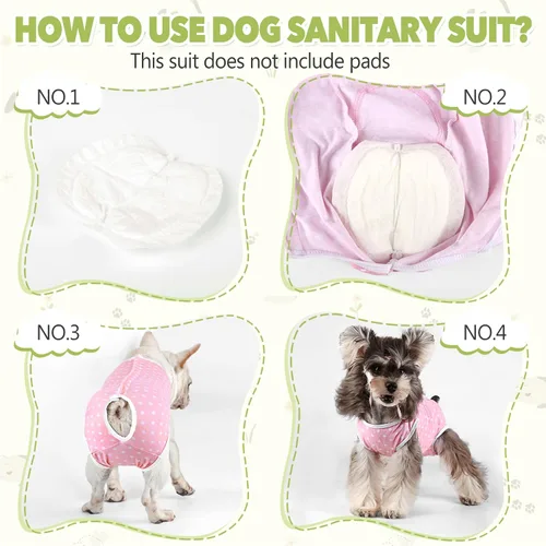 Miniatura 5 de Pañales para perros, mameluco de período para hembras, bragas sanitarias para perras, pañales térmicos para perros pequeños y medianos, puntos