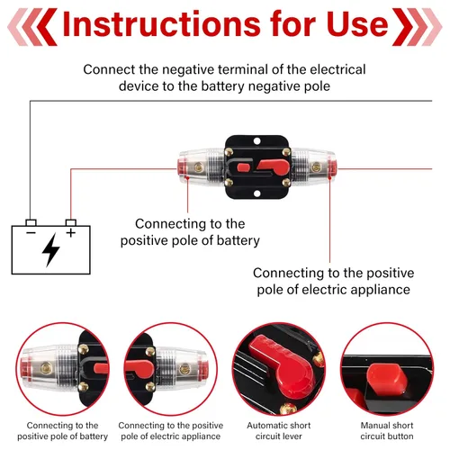 Miniatura 4 de Disyuntor de 30 Amperios con Reinicio Manual Fusible en Línea, 12V-48V DC para Audio de Automóvil Barco Marino Motor de Pesca Curricán Protección