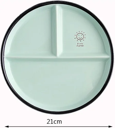 Miniatura 2 de CoCoMe Round Smile Sun - Plato de ensalada de postre dividido de porcelana de cerámica, 8 pulgadas (1, verde)