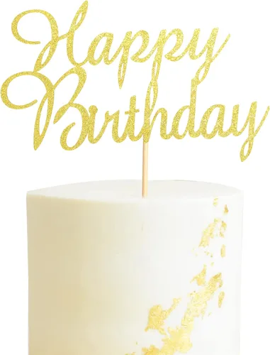 Miniatura 7 de Decoración para tartas de feliz cumpleaños, decoración de fiesta de cumpleaños para niños o adultos, purpurina negra