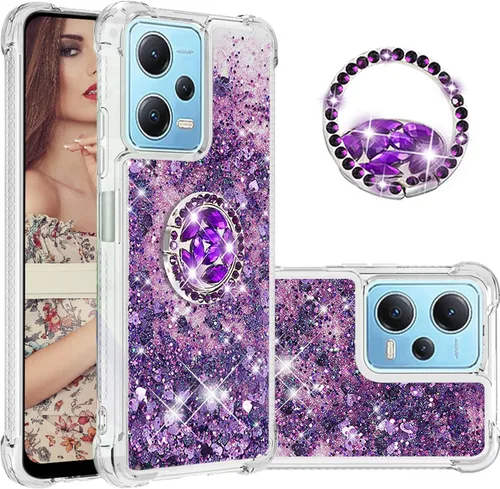 Miniatura 9 de CCSmall Funda brillante transparente brillante con purpurina para Xiaomi Redmi Note 12 5G (no 4G), cubierta de arena movediza líquida fluida