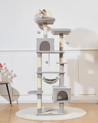 Miniatura 8 de Taoqimiao Árbol para gatos, torre para gatos de 68 pulgadas para gatos de interior, condominio para gatos de varios niveles de felpa con 6 postes