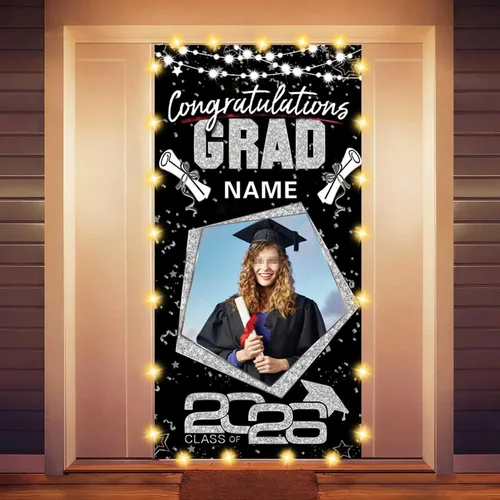 Miniatura 27 de Decoraciones personalizadas para fiestas de graduación 2026 – Cartel de felicitación de graduación grande – Cartel de fondo de graduación