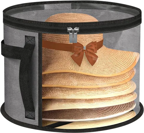 Organizador de sombreros extra grande transparente para viaje y guardarropa, con capacidad para hasta 7 sombreros, organizador de sombreros de