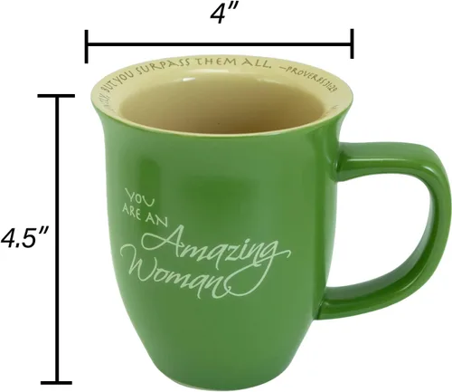 Miniatura 5 de Abbey Gift Juego de taza y posavasos de cerámica "Amazing Woman" Verde