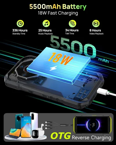 Miniatura 6 de Ulefone Armor X32 Pro 5G Teléfono resistente, MTK Dimensity 6300, 16+256GB, Android 15, Widevine L1, visión nocturna de 64MP/25MP, linterna