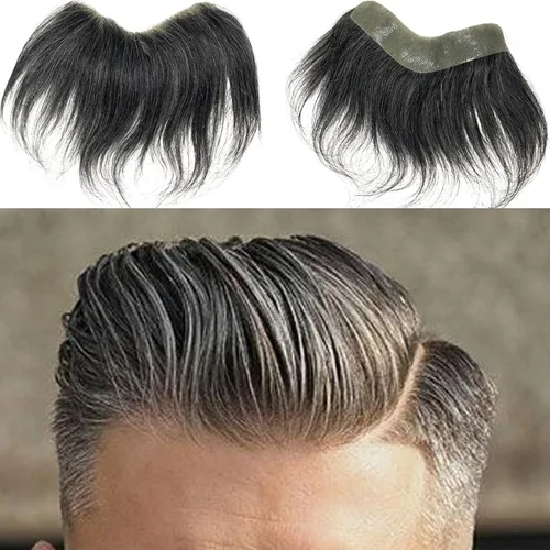 Miniatura 19 de Voloria Tupé de cabello humano 100 % de piel sintética para hombre, peluca frontal para retroceso, sistemas de reemplazo de línea capilar natural