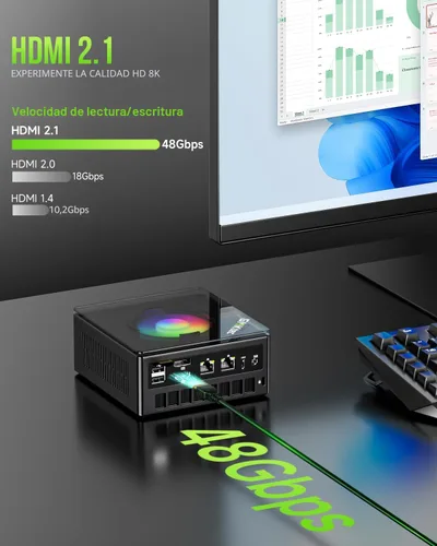 Miniatura 5 de GMKtec PC para juegos, K11 AMD Ryzen 9 8945HS (8C/16T, hasta 5.2 GHz), 32 GB DDR5 RAM 1 TB Mini PC computadora de escritorio, Oculink, Dual NIC