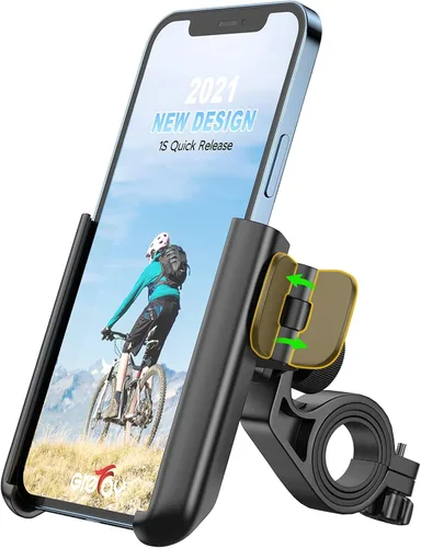 Grefay Soporte universal de teléfono para manillar de motocicleta 【1S liberación rápida】 Abrazadera de teléfono de bicicleta antivibración para