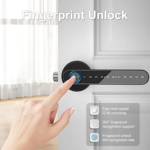 Miniatura 4 de IKOED Perilla de Puerta, Cerradura de Puerta de Huella Dactilar para Dormitorios, Perilla de Puerta Inteligente, Cerradura de Puerta de Entrada sin