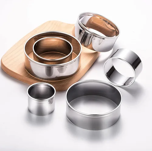 Miniatura 2 de Juego de 6 cortadores redondos de galletas – Moldes circulares de acero inoxidable para pasteles, galletas, albóndigas, pasteles, moldes de dona