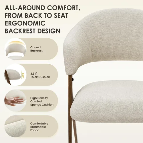 Miniatura 4 de COLAMY Juego de 6 sillas de comedor, sillas modernas tapizadas de tela para comedor, cocina, sillas laterales con respaldo abierto y asiento
