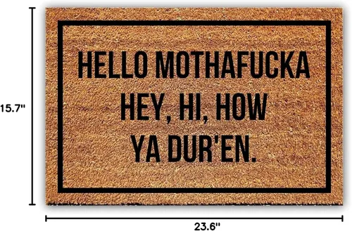 Miniatura 3 de Divertido tapete de coco – Hello Mothafucka Welcome Front Porch Decor – Alfombra personalizada con respaldo de PVC resistente – Tapete