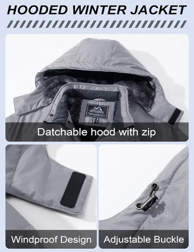 Miniatura 4 de MAGCOMSEN - Abrigos de invierno para hombre, impermeables, con forro polar, parka, con capucha, para esquiar, senderismo, trabajo