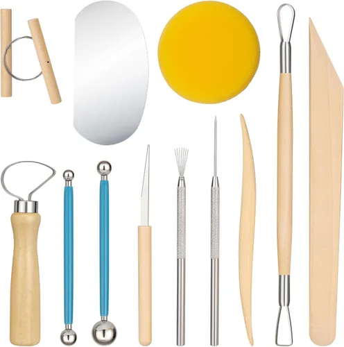 Miniatura 9 de Amrules Kit de herramientas de arcilla, 43 herramientas de cerámica, práctico kit de herramientas de escultura de arcilla polimérica, juego