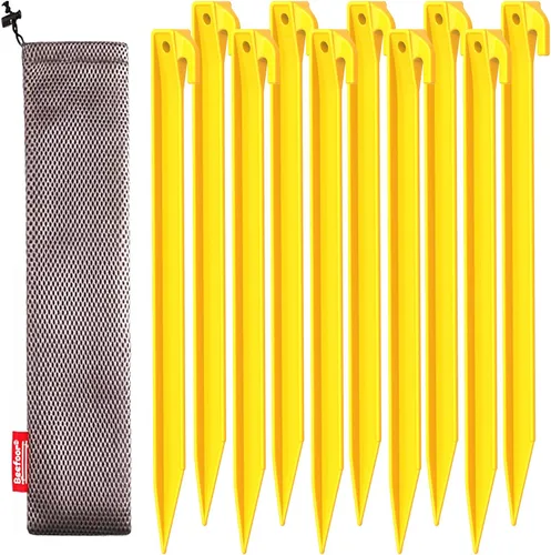 Paquete de 10 estacas de plástico para tienda de campaña, estacas de anclaje resistentes de 9 pulgadas para camping, jardinería, paisajismo,