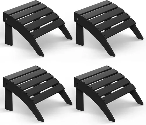 Miniatura 10 de Briopaws Otomana Adirondack plegable, silla Adirondack de polietileno de alta densidad resistente a la intemperie, reposapiés de plástico para Blanco