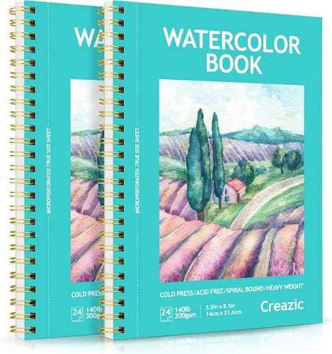 Miniatura 17 de Creazic Bloc de papel de acuarela de 8.5 x 11 pulgadas (140 libras/300 gsm) - Bloc de arte sin ácidos Cuaderno de bocetos pesado prensado en frío