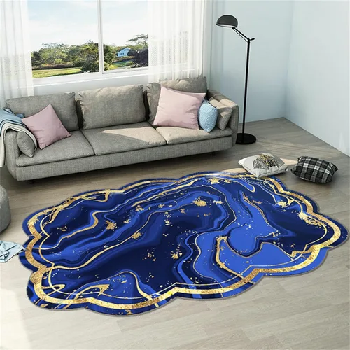 Miniatura 10 de Alfombra de área de mármol negro dorado y gris, 2 x 3 pies, alfombras impresas con patrón geométrico moderno, alfombra decorativa