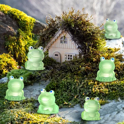 Miniatura 7 de 50 piezas de mini ranas de resina en miniatura, animales que brillan en la oscuridad, pequeñas ranas para jardín, paisaje, micro accesorios
