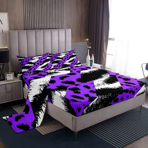 Miniatura 8 de Juego de sábanas abstractas de piel de guepardo, tamaño individual, decoración de lujo para habitación de niños, niñas y mujeres, juego de ropa