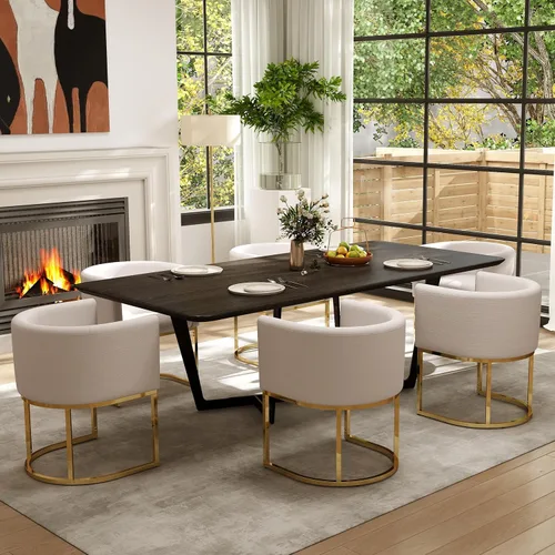 Miniatura 8 de RIVOVA Silla de Comedor Tapizada, Sillón Lateral Moderno Tipo Barril Tapizado, Sillas de Comedor Tapizadas, Cómodo Sillón, Silla Lateral de Cocina