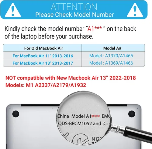 Miniatura 2 de IBENZER - Funda para MacBook Air de 13 pulgadas A1466 A1369, funda de carcasa dura con cubierta de teclado para Apple Mac Air 13 versión antigua