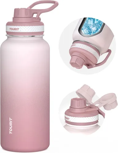Miniatura 17 de TOURIT Botella de agua aislada de 24 onzas, botellas de agua de acero inoxidable con asa, botella de agua deportiva al vacío de doble pared, sin