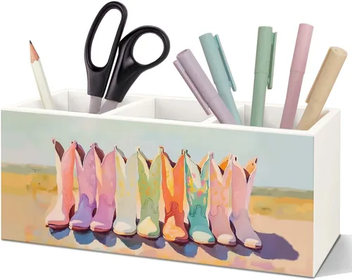 Miniatura 12 de SNNDER Soporte para bolígrafo de decoración de oficina occidental para escritorio, regalos occidentales para mujeres y hombres, organizador de Howdy