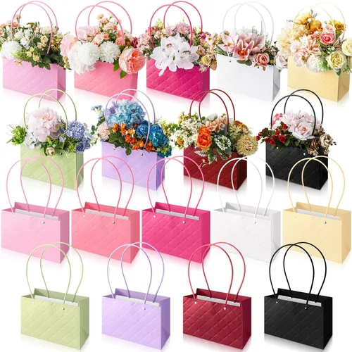 TaoBary 18 bolsas de flores con asas para ramo, caja de regalo floral de graduación 2026, cajas de floristería impermeables para suministros de