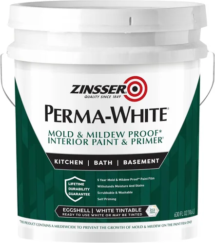 Zinsser 2770 PERMA-WHITE - Pintura interior a prueba de moho y moho, 5 galones, color blanco cáscara de huevo