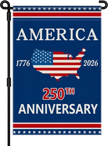 Bandera de jardín con el 250 aniversario de Estados Unidos, bandera de Estados Unidos del 250 aniversario, bandera patriótica de 250 años, letrero