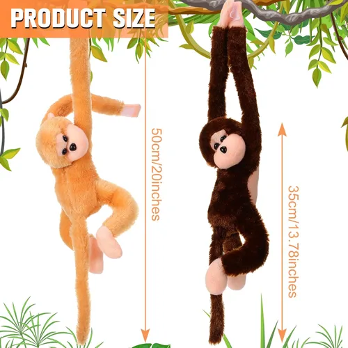 Miniatura 2 de Chivao Mono de peluche colgante con cierres de para adultos, regalo para decoración de fiestas (20 pulgadas, marrón, caqui, paquete de 8)