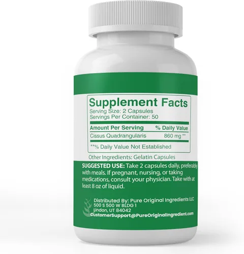 Miniatura 2 de PURE ORIGINAL INGREDIENTS Cissus Quadrangularis, (100 cápsulas) siempre puro, sin aditivos ni rellenos, verificado por laboratorio