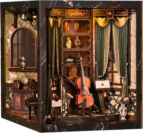 Miniatura 11 de Kit de Rincón de Libros, Kit de Casa en Miniatura DIY, Kit de Construcción de Mini Casa, Kit de Casa de Muñecas en Miniatura para Adultos