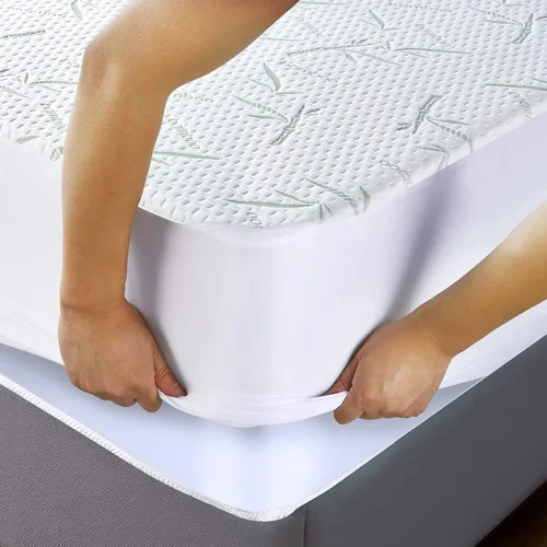 Miniatura 5 de Protector de colchón de viscosa de bambú de alta calidad, impermeable, sin vinilo, protector de colchón de tela de aire 3D, suave, transpirable, sin