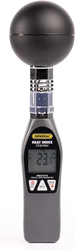 General Tools Monitor de índice de calor de lujo #WBGT8778 con bola negra de latón de 2.953 x 2.953 in, 32° a 122° F, 0 a 100% HR