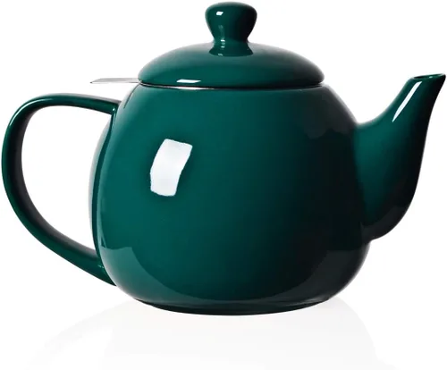 Sweejar Tetera de porcelana con infusor de acero inoxidable extraíble, apto para microondas y lavavajillas, para té suelto, infusor de té para Jade