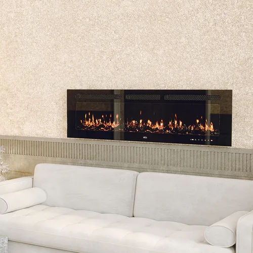 Clihome Chimenea eléctrica de 60 pulgadas con temporizador, control remoto, color de llama ajustable 750/1500 W