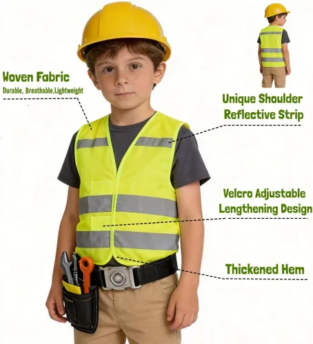 Miniatura 3 de Chaleco de seguridad de alta visibilidad para niños, chaleco de seguridad para niños pequeños, chaleco reflectante para niños, chaleco de Amarillo