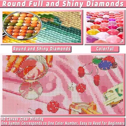 Miniatura 4 de Kits de arte de diamante rosa KICHANG para adultos principiantes, pintura de diamante moderna DIY 5D redonda de taladro completo con lunares de Copa