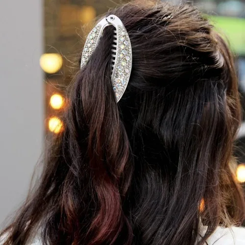 Miniatura 3 de FRCOLOR 4 pinzas para el cabello con forma de pez, peines de resina con diamantes de imitación para el cabello, pinzas para cola de caballo