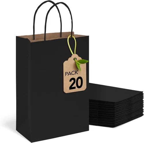 Miniatura 18 de MESHA Bolsas de papel kraft marrón de 10 x 5 x 13 pulgadas, 100 unidades, bolsas de regalo grandes con asas a granel, bolsa de compras reutilizable