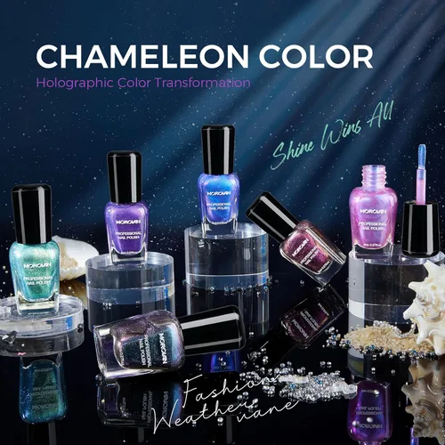 Miniatura 2 de Morovan - Juego de esmalte de uñas camaleón: 6 colores, holográfico, de secado rápido, mini kit de laca de uñas con purpurina verde, rosa, azul