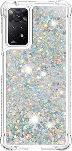 Miniatura 102 de Glitter Sparkle Moving Quicksand Flowing Cover para Xiaomi Redmi Note 10S Bling Liquid Clear Star Heart Silicona Bumper Funda transparente de goma a