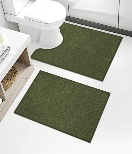 Miniatura 16 de Chakme Juego de 2 alfombras de baño ultrafinas, absorbentes, antideslizantes, lavables a máquina, color negro, 17 x 24 pulgadas / 17 x 30 pulgadas
