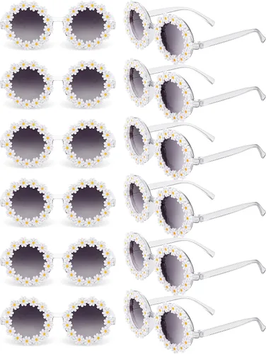 12 pares de lentes de sol redondos con diseño de margaritas para niños pequeños, divertidos lentes de sol para fiesta, playa, fiesta infantil