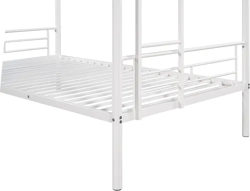 Miniatura 7 de Litera individual sobre metal, camas resistentes con 2 escaleras laterales, ahorro de espacio, sin ruido, no necesita somier, para niños, niñas